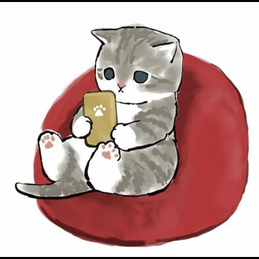 кошачий арт, котики мофу, иллюстрация кошка, кошки милые рисунки, котики милые рисунки
