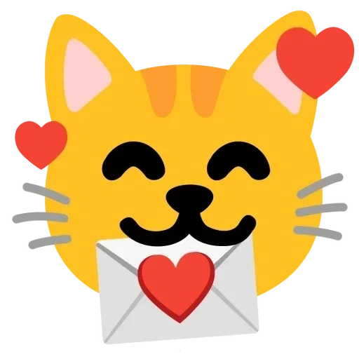 emoji, un gato, emoji de gato, el gato emoji se ríe, emoji enamorado de un gato