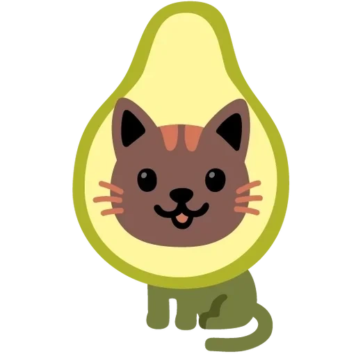der kater, avocado kat, avocado katze, katzenkostüm avocado, avocado ist ein süßer cartoon