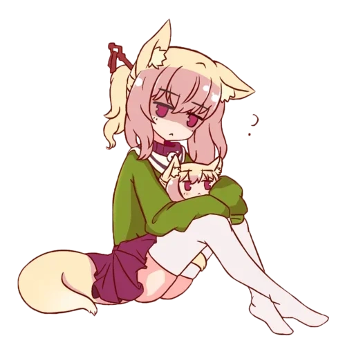 anime, fox girl, animal ears, kemomimi chan, kemmimi chan where