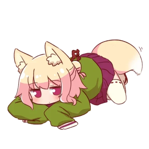 anime, fox girl, animal ears, кемомими чан, kemomimi-chan naga u