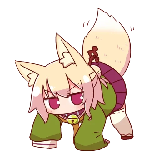 anime, fox girl, kemomimi, кемомими чан, кемомими chibi