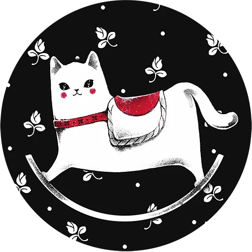 cat, white cat, cat on a plate, illustrated cat
