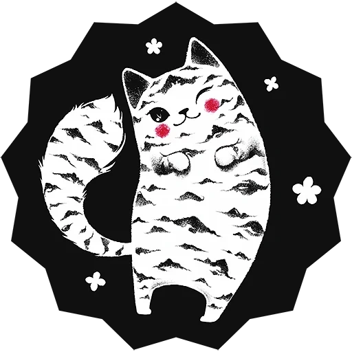 cat, cat, white cat, cat sticker, illustrated cat