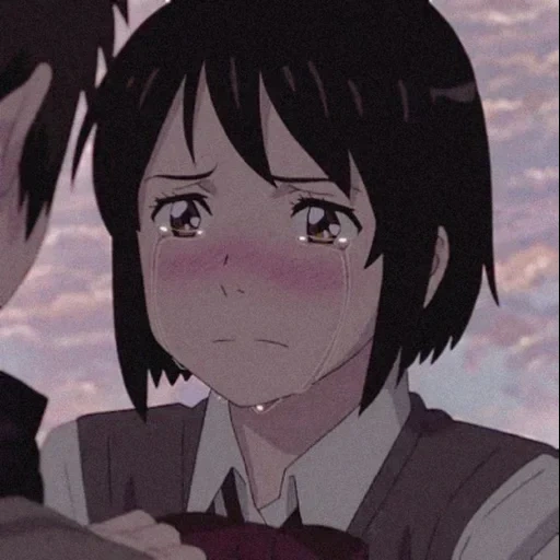 anime, seu nome, personagens de anime, seu nome anime mitsuha, seu nome anime mitsukha está chorando