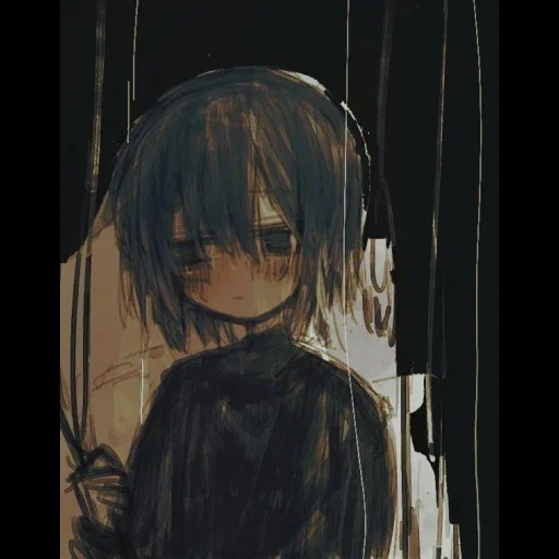 animation art, anime dark color, anime girl, sad animation, animation in the rain