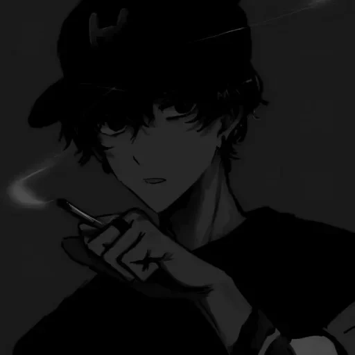 аниме парень курит, рисунок, аниме темное, аниме, anime black