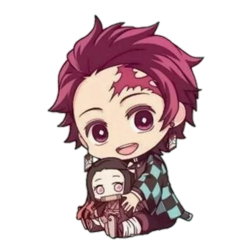 chibi, tanjiro chibi art, demon slayer chibi, chibi family tangzhiro, clain cutting demons chibi