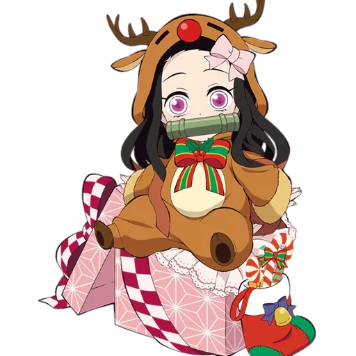 anime kunst, anime charaktere, weihnachtsanime, anime süße zeichnungen, nezuko kamado anime