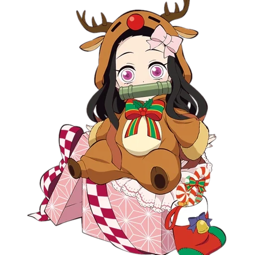 arte de anime, personagens de anime, anime de natal, anime desenhos fofos, anime nezuko kamado