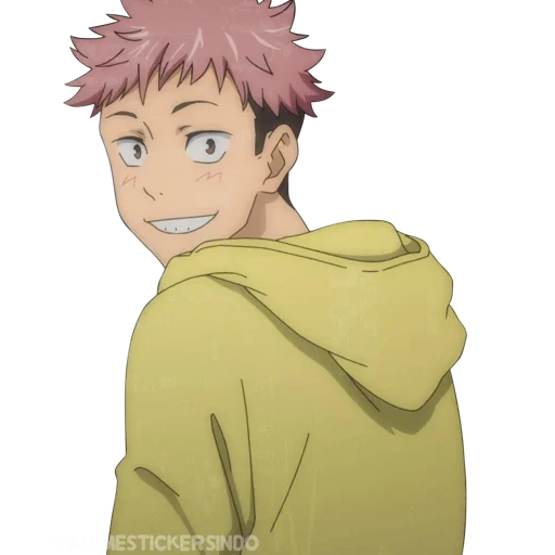 itadori yuji, jujutsukaisen, yuuji itadori, personajes de anime, itadori yuji sonrisa