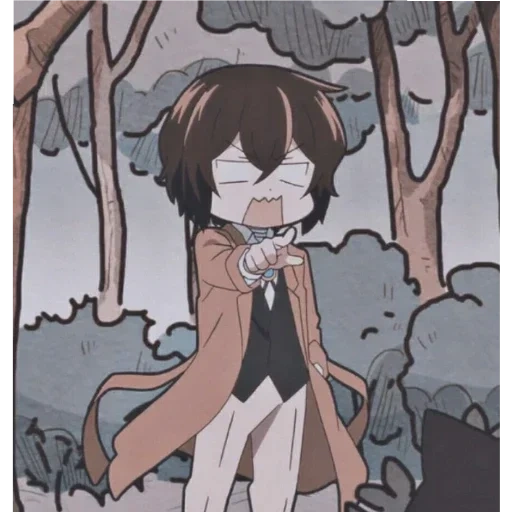 anime, dazai, chibi dazai, dazai boceja, anime dadzai osamu engraçado