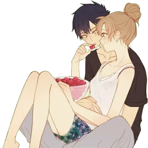 pasangan anime, pasangan anime, pasangan anime yang lucu, anime pasangan yang lucu, seni anime pasangan heteroseksual