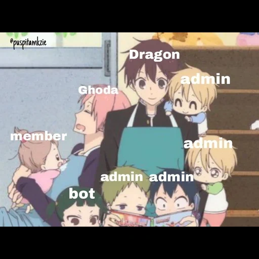 anime lucu, karakter anime, pengasuh sekolah anime, anime bayi sekolah