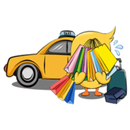 automobile, taxi, automobile, yellow car, illustrated taxi service