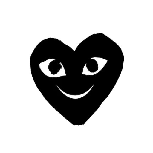 hati hitam, hati adalah mata, logo hati, hati dengan matanya, ikon comme des garcons