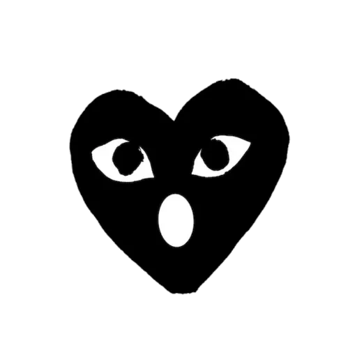 логотип nem, чёрное сердце, сердце глазами, черное сердце cdg, comme des garcons значок