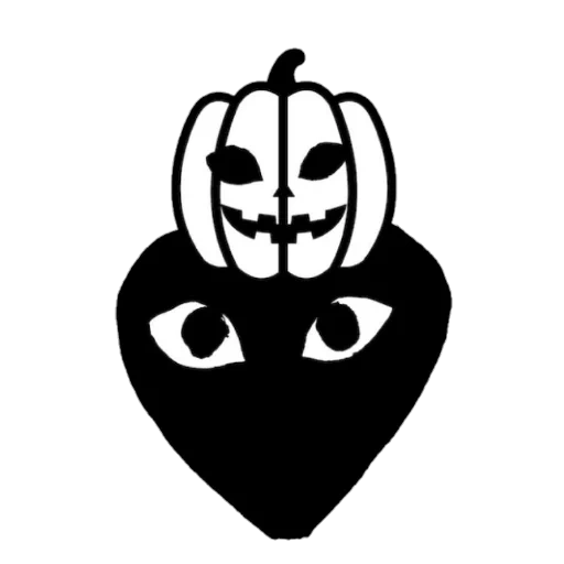 abóbora halloween, comme des garçons, boshi og'rigan emoji, ícone comme des garcons, inscrição comme des garcons