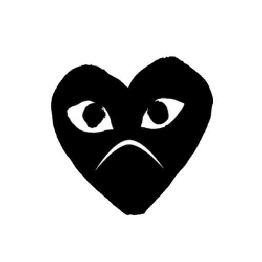 cuore nero, il cuore è gli occhi, black heart cdg, logo comme des garcons, icona di comme des garcons