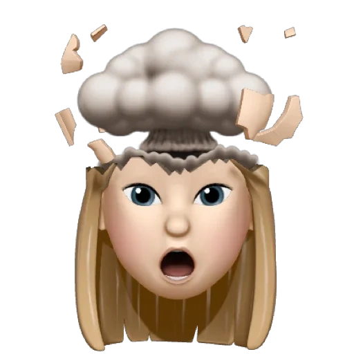 séminaire en ligne, les filles, enfant, explosion du cerveau souriant, animoji girl brain explosion