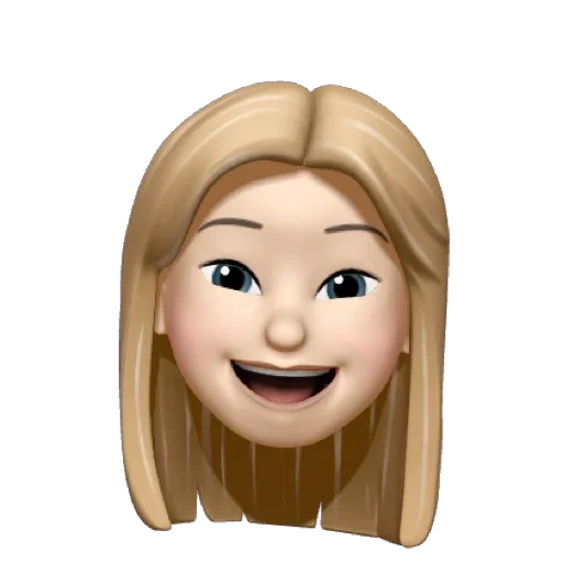 giovane donna, seminario web, memoji sajra, memoji blonde, memoji girl blonde sorride