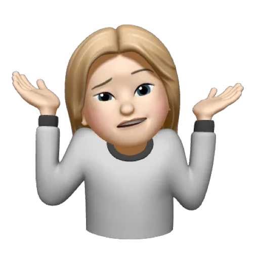 memoji, emoji, junge frau, emoji emoticons, das smiley zuckt die achseln