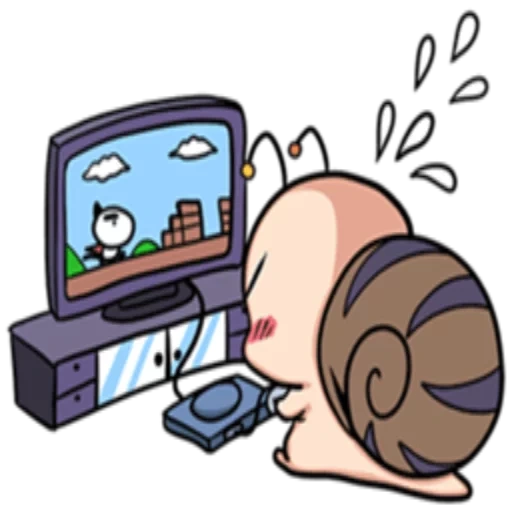 lesma, chibi snail, computador de animação, computador computador