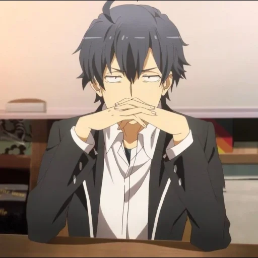 oito lados do vale, hachiman hikigaya, tela de barman hickia, hikigaya uma empregada de anime de oito caras, yahari ore no seishun love comedy wa machigatteiru