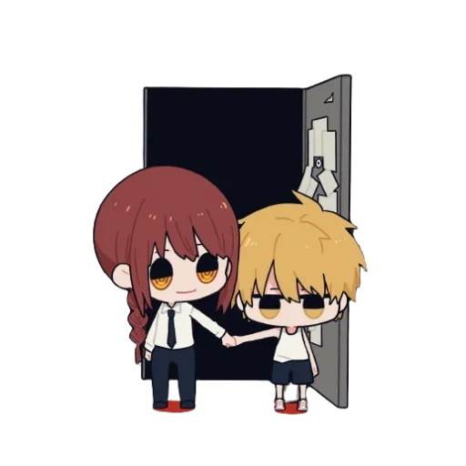 chibi, foto, um casal, anime chibiki, homem de uma cadeia chabi