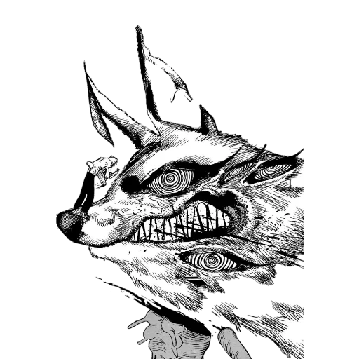 gergaji manga manga, demon fox man chainsaw, demon fox, manga anime, wolf sketch