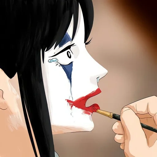 animation, figure, anime picture, anime painted lips