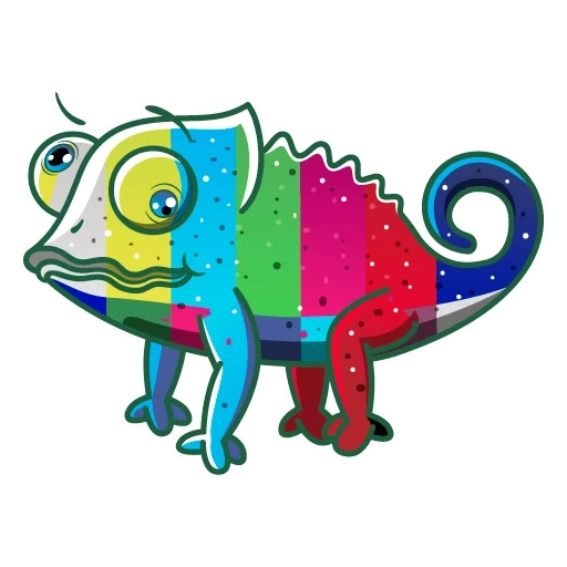 pegatina camaleón, camaleón de dibujos animados, pegatizas chameleon chams, shtosh lameleon pegatina, camaleón basado en culti rainbow