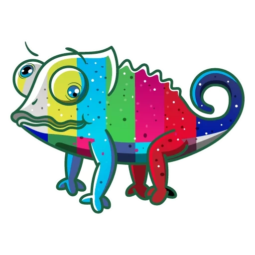 bunglon stiker, kartun bunglon, stiker bunglon chams, shtosh lameleon stiker, culti berbasis chameleon rainbow