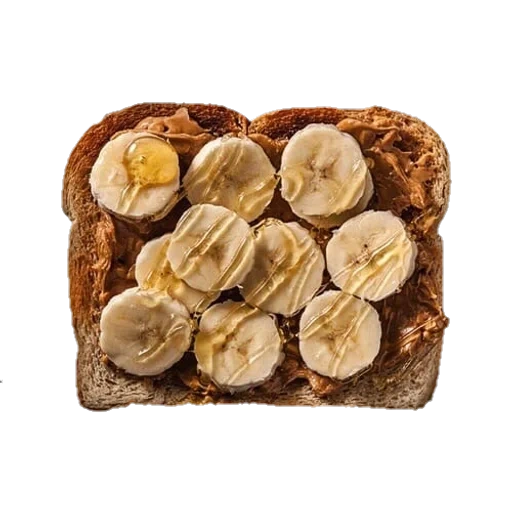 toast with peanut paste, toast with peanuts on a white background, sandwich with peanut paste on a white background, banana slys, slimes