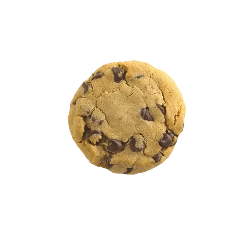 cookie con vista briciola al cioccolato in cima, adesivo fragole, cookie cooks, biscotti al cioccolato, cookie con briciola di cioccolato su uno sfondo bianco