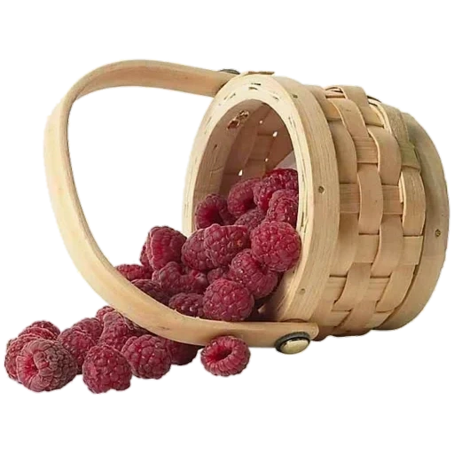 juego de pegatinas, sticker strawberry, raspberry, raspberries en la canasta, canasta con frambuesas sobre un fondo blanco