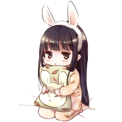 anime carino, l'arte anime è adorabile, anime chibi rabbit, disegni carini anime, simpatici conigli anime chibi