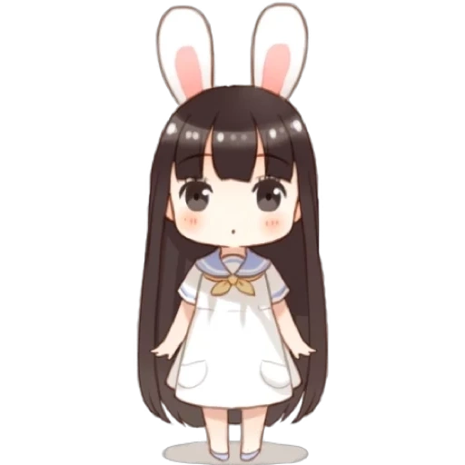 anime lucu, anime chibi rabbit, gadis anime yang cantik, gambar anime anak perempuan, chibi kelinci anime lucu