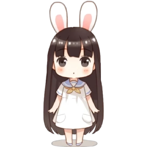 anime mignon, anime chibi lapin, mignonne fille anime, fille de bande dessinée en mouvement, mignon anime chibi lapin