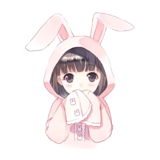 anime lucu, chibi rabbit, chibi anime bunny, seni anime itu indah, gambar anime lucu