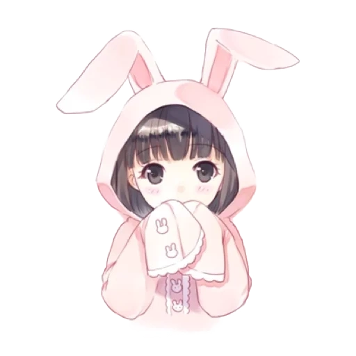 anime mignon, lapin à paroi rouge, chibi anime lapin, anime art mignon, image mignon anime