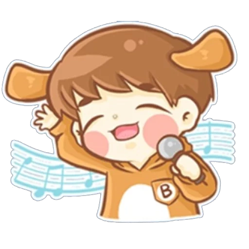 chibi, anime, salut chibi, hochant la tête de chibi, baekhyun chibi