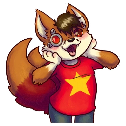 renard, velu, anime, maskot zabivaka