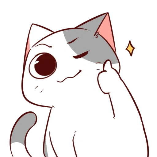 gato anime, selo pequeno, selo pequeno, animação de gato fofo, animação de gato colorido