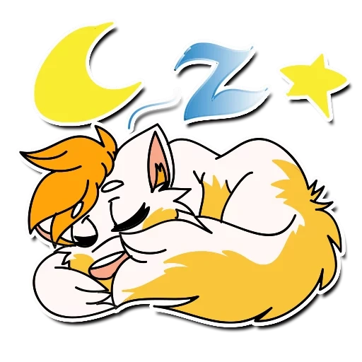 cat, fox, anime, sleepy fox, sleeping fox