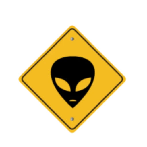 señales, símbolo, un signo de extraterrestres, el letrero es cuidadosamente ovni, las señales de carretera son extraterrestres