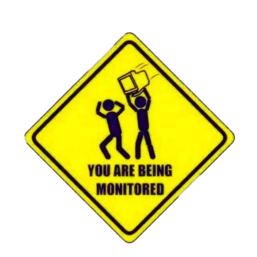 der bildschirm, gefahrenzeichen, warnzeichen, sie werden überwacht, sie sind ein monitoriertes zeichen