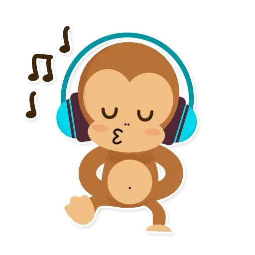 monkey walkman, monyet vokal, headphone monyet, headphone monyet, anak vektor monyet