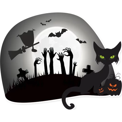 хэллоуин, хэллоуин кот, черный кот хэллоуин, трафарет кошки хэллоуина