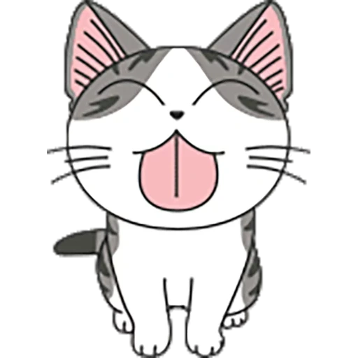 anime cat, anime cat, cute smiley cat, anime kotik rejoices, satisfied kitten anime